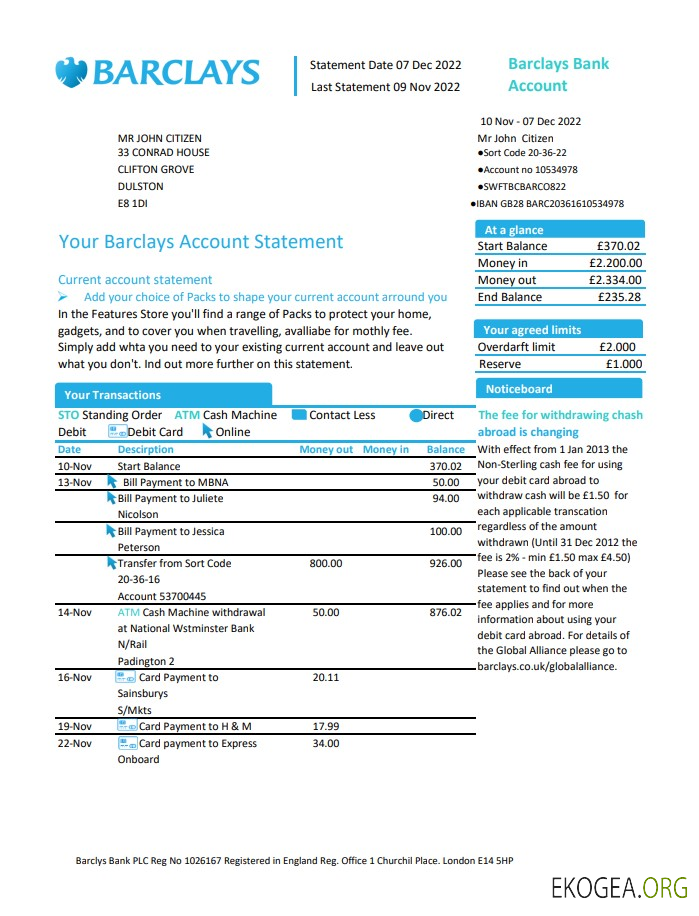 Royaume Uni Compte Barclays st version 1